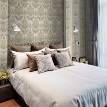 Thiết kế phòng ngủ với giấy dán tường màu xám: 70 bức ảnh đẹp nhất trong nội thất-7
