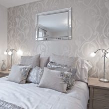 Thiết kế phòng ngủ với giấy dán tường màu xám: 70 bức ảnh đẹp nhất trong nội thất-6