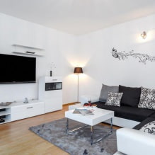 Bílé a černobílé tapety v obývacím pokoji: 55 fotografií v interiéru-7