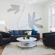 Bílé a černobílé tapety v obývacím pokoji: 55 fotografií v interiéru-12