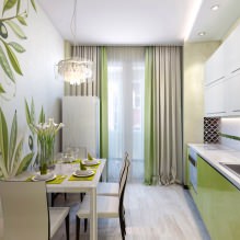 Thiết kế nhà bếp với giấy dán tường màu xanh lá cây: 55 bức ảnh hiện đại trong nội thất-0