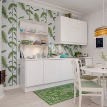 Yeşil duvar kağıdı ile mutfak tasarımı: İç mekanda 55 modern fotoğraf-9
