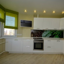 Reka bentuk dapur dengan kertas dinding hijau: 55 foto moden di pedalaman-2