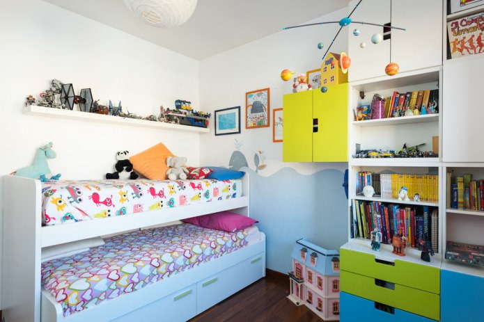 Interieur van een kleine kinderkamer: de keuze van kleur, stijl, decoratie en meubels (70 foto's)