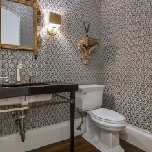 Vannas istabas tapetes: plusi un mīnusi, veidi, dizains, 70 fotogrāfijas interjerā-23