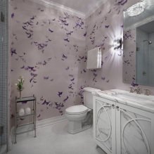 Kertas dinding untuk bilik mandi: kebaikan dan keburukan, jenis, reka bentuk, 70 foto di pedalaman-20