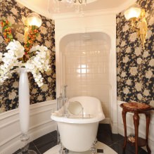 Tapetes vannas istabai: plusi un mīnusi, veidi, dizains, 70 fotogrāfijas interjerā-13
