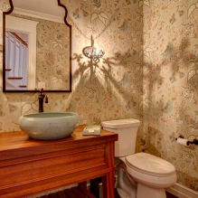 Vonios kambario tapetai: privalumai ir trūkumai, tipai, dizainas, 70 nuotraukų interjere-18