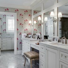 Kertas dinding untuk bilik mandi: kebaikan dan keburukan, jenis, reka bentuk, 70 foto di pedalaman-10