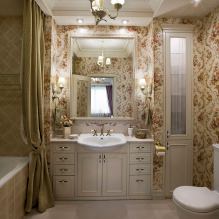 Kertas dinding untuk bilik mandi: kebaikan dan keburukan, jenis, reka bentuk, 70 foto di pedalaman-21