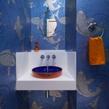Kertas dinding untuk bilik mandi: kebaikan dan keburukan, jenis, reka bentuk, 70 foto di pedalaman-16