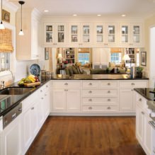 Progettazione di una cucina bianca con un piano di lavoro nero: 80 migliori idee, foto all'interno-7