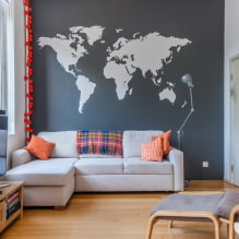 Decorazione murale nel soggiorno: scelta di colori, finiture, parete d'accento all'interno-6