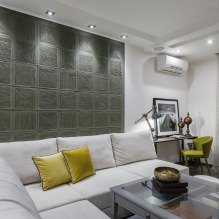 Vægdekoration i stuen: valg af farver, finish, accentvæg i interiøret-3