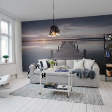 Nástěnná dekorace v obývacím pokoji: výběr barev, povrchových úprav, akcentovaná stěna v interiéru-15