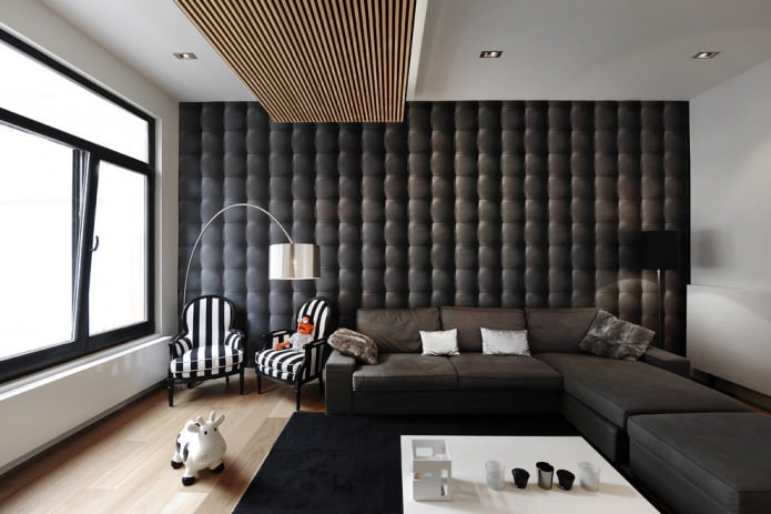 Vægdekoration i stuen: valg af farver, finish, accentvæg i interiøret