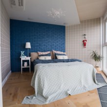 Yatak odasında duvar tasarımı: renk seçimi, kaplama seçenekleri, iç mekanda 130 fotoğraf-6