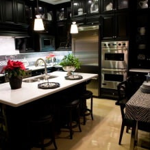 Zwarte set in het interieur in de keuken: ontwerp, behangkeuze, 90 foto's-16