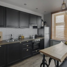 Mutfakta iç mekanda siyah set: tasarım, duvar kağıdı seçimi, 90 fotoğraf-14