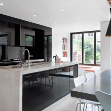 Черен комплект в интериора в кухнята: дизайн, избор на тапет, 90 снимка-6