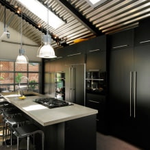 Zwarte set in het interieur in de keuken: ontwerp, behangkeuze, 90 foto's-25