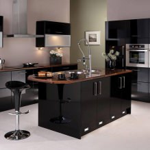 Черен комплект в интериора в кухнята: дизайн, избор на тапет, 90 снимки-27