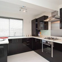 Melns komplekts virtuves interjerā: dizains, tapetes izvēle, 90 fotogrāfijas-8