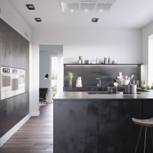 Черен комплект в интериора в кухнята: дизайн, избор на тапет, 90 снимки-29