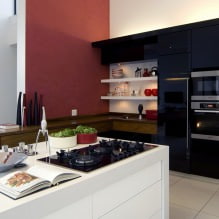 Melns komplekts virtuves interjerā: dizains, tapetes izvēle, 90 fotogrāfijas-18