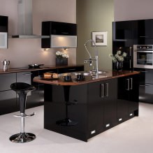Черен комплект в интериора в кухнята: дизайн, избор на тапет, 90 снимки-24