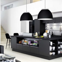 Zwarte set in het interieur in de keuken: ontwerp, behangkeuze, 90 foto's-17
