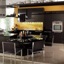 Melns komplekts virtuves interjerā: dizains, tapetes izvēle, 90 fotogrāfijas-11