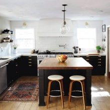 Mutfakta iç mekanda siyah set: tasarım, duvar kağıdı seçimi, 90 fotoğraf-3