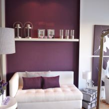 Violetinių atspalvių interjeras: deriniai, kambarių apžvalga, 70 nuotraukų-14