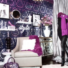Imagini de fundal violet în interior: tipuri, design, selecție de perdele, 70 de fotografii-10