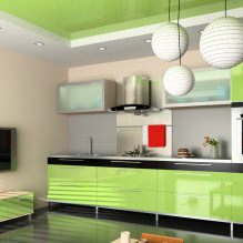 Žalios virtuvės komplektas: pasirinktos funkcijos, derinys, 60 nuotraukų-3