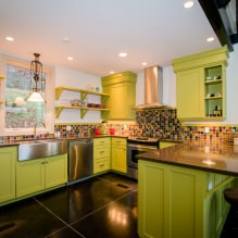 Set de bucătărie verde: caracteristici la alegere, combinație, 60 de fotografii-24