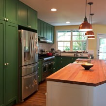 Žalios virtuvės komplektas: pasirinktos funkcijos, derinys, 60 nuotraukų-4