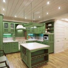 Žalios virtuvės komplektas: pasirinktos funkcijos, derinys, 60 nuotraukų-20