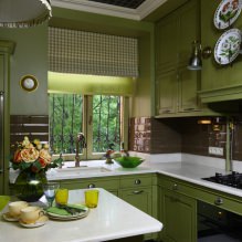 Vihreä keittiösetti: valitsemasi ominaisuudet, yhdistelmä, 60 valokuvaa-22