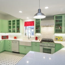 Žalios virtuvės komplektas: pasirinktos funkcijos, derinys, 60 nuotraukų-29