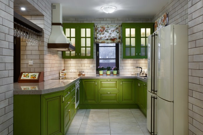 Πράσινο σετ κουζίνας: χαρακτηριστικά επιλογής, συνδυασμοί, 60 φωτογραφίες