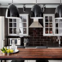 Interior de la cuina amb taulell fosc: característiques, materials, combinacions, 75 fotos-27