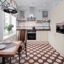 التصميم الداخلي للمطبخ مع سطح كونترتوب مظلم: الميزات والمواد والتركيبات و 75 صورة - 33