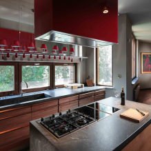 Interior da cozinha com bancada escura: características, materiais, combinações, 75 fotos-28