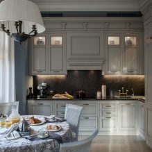 Interior de la cuina amb taulell fosc: característiques, materials, combinacions, 75 fotos-5