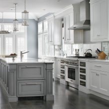 Pilkas virtuvės komplektas: dizainas, formos, medžiagos, stiliaus pasirinkimas (65 nuotraukos) -25