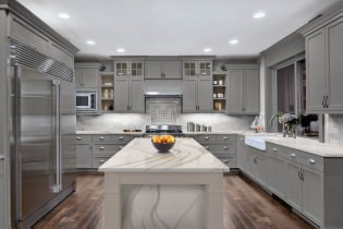 Set da cucina grigio: design, scelta della forma, materiale, stile (65 foto)
