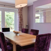 Kertas dinding ungu di pedalaman: jenis, reka bentuk, pilihan gaya dan langsir, kombinasi, 55 foto-4