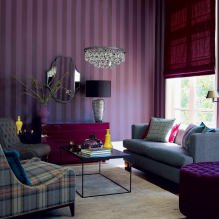 Lila tapety v interiéri: typy, dizajn, výber štýlu a záclon, kombinácie, 55 fotografií-7